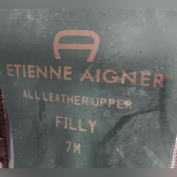 Etienne Aligner women’s  "Filly" Brown Patent Leather Square Toe Ankle Boots 7 M - Picture 11 of 12